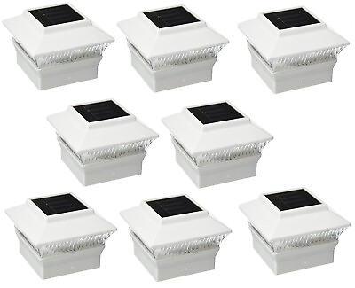 #ad 8 Packs Solar White Color Square PVC Post Fence Mount Cap Light FIT 4quot; x 4quot; POST $103.62