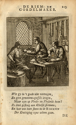 #ad Antique Profession Print BELT MAKER St.Clara 1758 $57.50