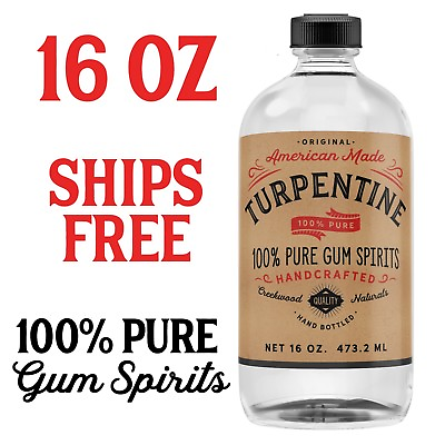 #ad 100% Pure Gum Spirits of Turpentine 16 OUNCE BOTTLE natural turps ON SALE $37.49