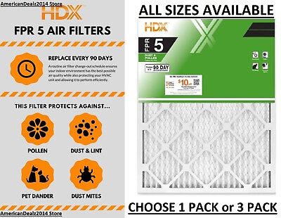 #ad 1 PACK or 3 PACK Air Filter Standard Pleated FPR 5 Dust Filters Furnace AC $9.95