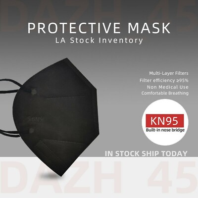 #ad 50 100Pcs Black KN95 Face Mask 5 Layer BFE 95% Disposable Respirator $7.96