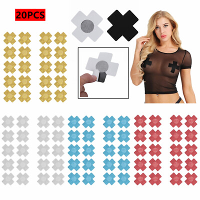 #ad 20Pcs X Cross Petals Nipple Cover Self Adhesive Breast Pasties Sticker Bra Pads $7.43
