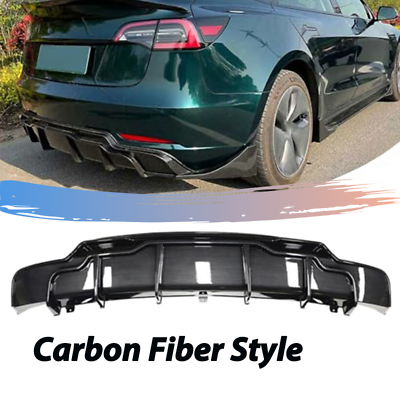 #ad 3X Rear Bumper Lip Diffuser Aprons Fits 17 22 Tesla Model 3 Carbon Fiber Style $112.00