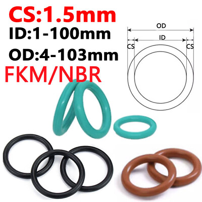 #ad O Ring FKM NBR Seals O ring Metric 1.5mm Cross Section 1mm 100mm ID 4mm 103mm OD $1.73