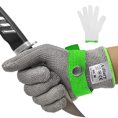 #ad Level 9 Cut Resistant Wire Mesh Gloves for Meat Cutting Oyster Shucking Large $15.18