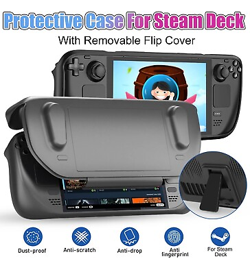 #ad Protective Case for Steam Deck Game Console w Removable Flip Cover Shell Bracket $14.99