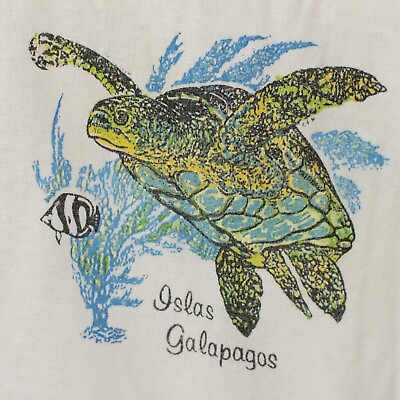 #ad vtg 90s single stitch t shirt XL isla galapagos sea turtle tourist usa beach $11.19