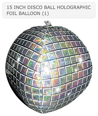 #ad ANAGRAM ULTRASHAPE 15 INCH 38cm DISCO BALL HOLOGRAPHIC FOIL BALLOON 15quot; ORBZ GBP 7.00
