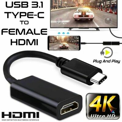 #ad USB C Type C to HDMI Adapter USB 3.1 Cable For MHL Android Phone Tablet Black $5.60