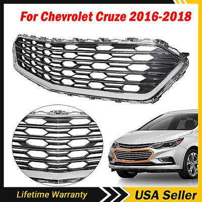 #ad Front Bumper Lower Middle Grille For Chevrolet Cruze 2016 2018 Sedan BlackChrome $52.45