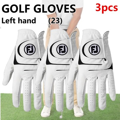 #ad 3 Pack FOOTJOY WEATHERSOF Men#x27;s Golf Gloves Leather All Weather Grip Left Handed $24.58