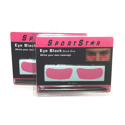 #ad 2 Packs Sport Star Eye Black Pink Write Your Own Message Pro Style SportStar $14.95