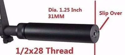 #ad 1 2”×28 TPI Thread 6 Inch Solid Tube Faux Can Slip Over Barrel Muzzle Brake For $49.00