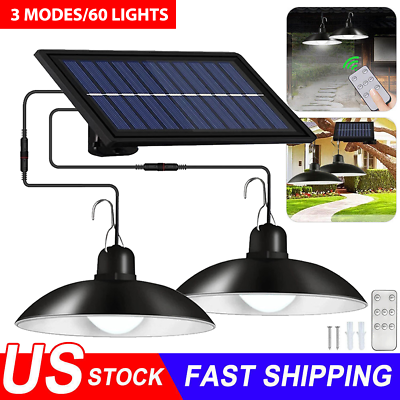 #ad #ad Double Head LED Pendant Light Solar Power Outdoor Indoor Garden Yard Shed Lamp $17.89