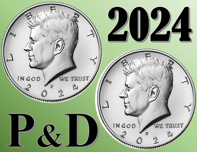 #ad 2024 P D Kennedy JFK Half Dollars TWO 2 COINS SET 50 cents $2.99