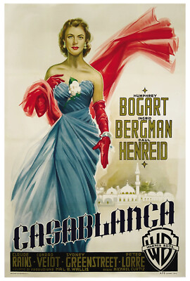 #ad #ad Casablanca Vintage Movie Poster Bogart Ingrid Bergman US Release $10.99