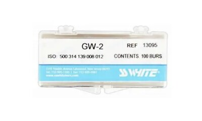 #ad SS White Great White GW2 Straight Round End Cross Cut Carbide Bur 13095 100 Pack $340.00