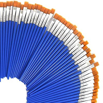 #ad 30 Pcs 9mm Wide Flat Paint Brushes Acrylic Small Brush Bulk For Detail Painting $11.76