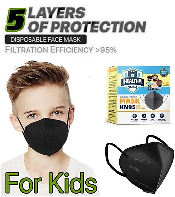 #ad #ad 10 50 Pcs Black KN95 Protective 5 Layer Face Mask BFE 95% Disposable kids Masks $22.96
