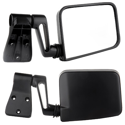 #ad Pair Black Manual Right Left Side View Door Mirrors For 97 02 Jeep Wrangler TJ $43.39