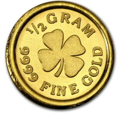 #ad #ad 1 2 gram .9999 fine Gold Round Lucky 4 Leaf Clover in capsule $59.80