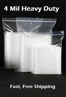 #ad Clear Zip Seal Plastic Bags Heavy Duty 4Mil Reclosable Top Lock Zipper Baggies $12.96