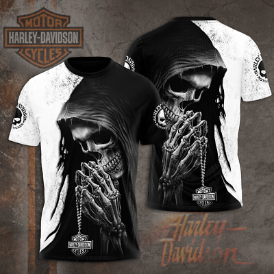 #ad Harley Davidson Limited Edition Men#x27;s Skull Shirt 3D All Over Print S 5XL $23.96