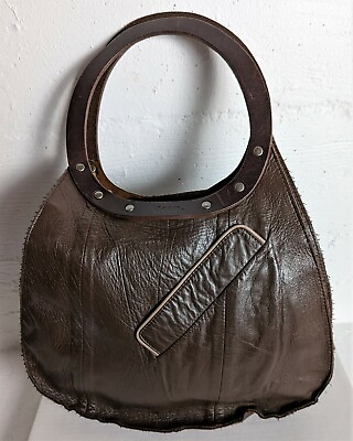 #ad Dean Leather B09 Leather Purse Handbag Brown Bag Interior Exterior Pocket $49.99