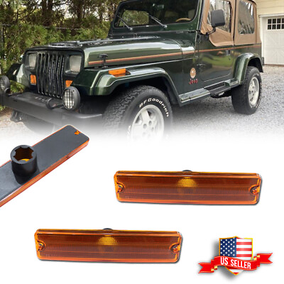 #ad OE Style Front Bumper Fender Side Marker Light Lamps For 87 95 Jeep Wrangler YJ $17.99