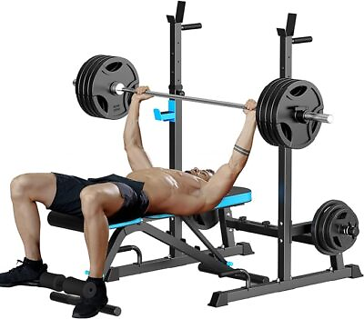 #ad Weight Bench with Squat Rack Bench Press Rack Two Piece Set Adjustable Bench $229.00