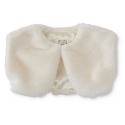 #ad NEW Spencer Infant Bolero Shrug Cream Faux Fur Dressy Luxe Holiday 0 3 Month $12.99