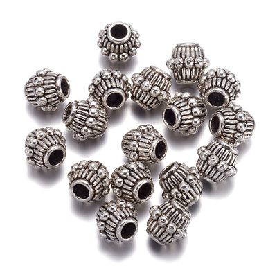 #ad 50pcs Tibetan Silver Alloy Bicone Metal Beads Carved Loose Spacers Craft 6x7.5mm $7.16