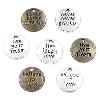 #ad 50Pcs Pendants Motivational Maxim Letter For Charm Necklaces Jewelry DIY Finding $15.56
