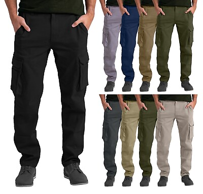 #ad Mens Cargo Trousers Relaxed Fit Work Outdoor Hiking Multi Pockets Stretch Pants $24.01