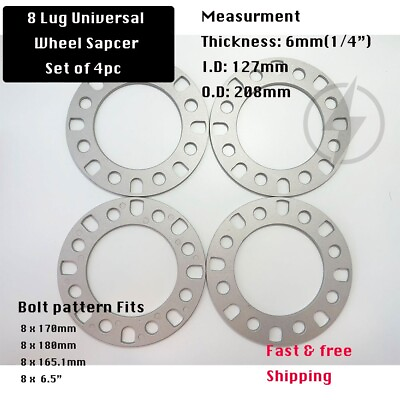 #ad 4Pc 8 Lug Wheel Spacers 1 4quot; Inch 6mm 8x6.5 8x165.1 Fits Dodge Ram 2500 3500 $25.29