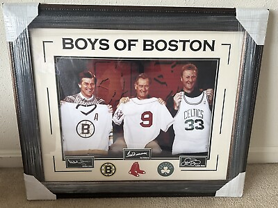 #ad BOYS OF BOSTON MASTERPIECE 30”x24” W Larry Bird Bobby Orr Ted Williams Autos $475.00