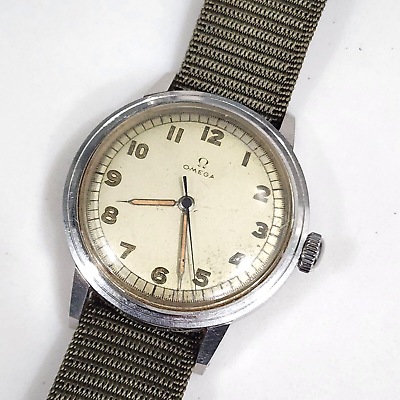 #ad Rare Omega WWII Ref 2327 Caliber R17.8 SC Military Stainless Steel Men#x27;s Watch $950.00