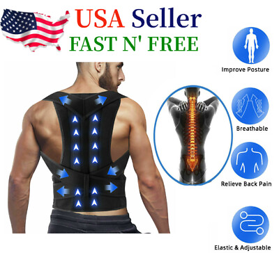 #ad Adjustable Posture Corrector Low Back Support Shoulder Brace Belt for Men Women $10.97