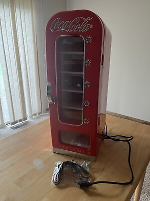 #ad Retro Coca Cola Vending Fridge 10 Can Machine Mini Soda Refrigerator Coke Cooler $150.00
