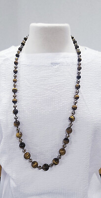 #ad Joan Rivers Brown Tiger Eye Long Bead Necklace $29.16