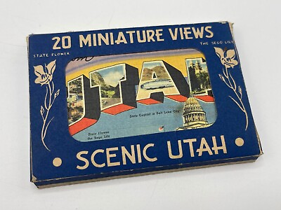 #ad Vintage 1940s Utah Miniature Views Linen 20 Set in Mailer Curt Teich $18.00