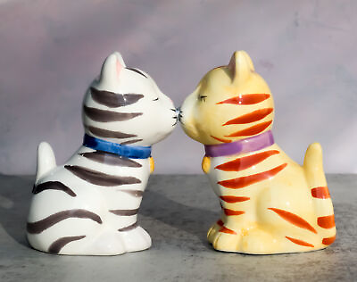 #ad Ebros Kissing Orange And Gray Striped Tabby Cats Salt And Pepper Shakers Set $16.99
