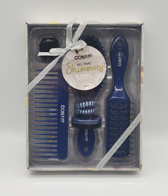 #ad Con air Silver All That Shimmers Hair Gift Set 10 pc Blue $9.56