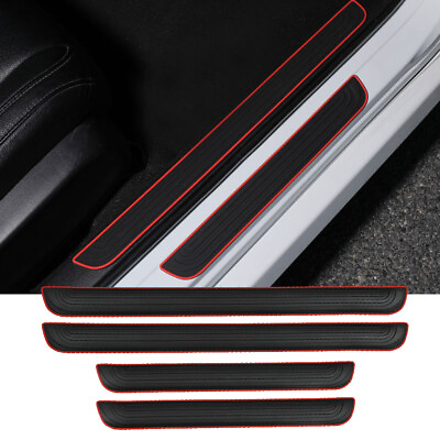 #ad 4x Car Door Rear Scuff Sill Cover Panel Step Protector Trim Rubber Accessories $18.48