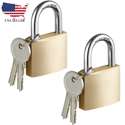 #ad Solid Brass Padlock with Key Pad Lock 1 1 2 in. Wide Lock Body Locker 2 Pack $9.99
