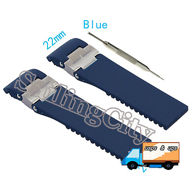 #ad 20mm*22mm Silicone Rubber Watch Strap Band For Ulysse Nardin Marine Diver Blue $17.29