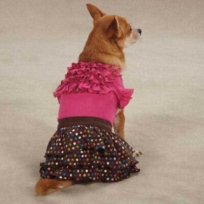 #ad East Side Collection Polka Dot Ruffle Skirt Dog Skirt Small Pet $9.47