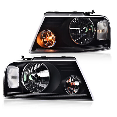 #ad Fit For 2004 2008 Ford F 150 F150 Black Housing Clear Side Headlights Assembly $59.50