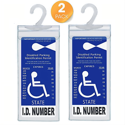 #ad 2x Handicap Parking Permit Placard Protector Cover Hanger Car Holder Hang Sleeve $3.75