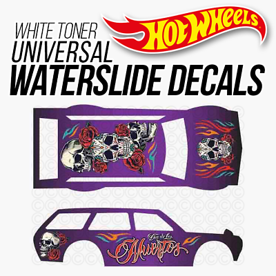 #ad 1 64 DIA DE LOS MUERTOS HALLOWEEN SKULLS Universal WaterSlide Decal Hot Wheel $7.99